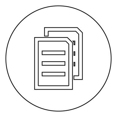 İki adet daire Anahat vektör görüntü illüstrasyon siyah belge simgesi