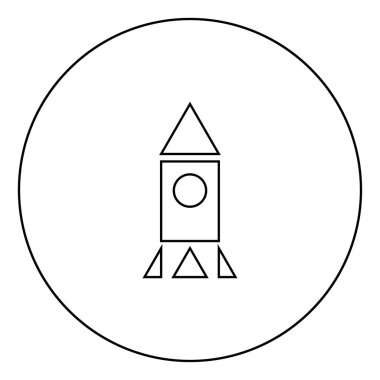 Daire Anahat vektör görüntü illüstrasyon simgesinde roket siyah