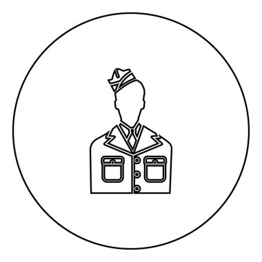 Kıdemli veya anahat vektör görüntü illüstrasyon çember Amerikan ordusu siyah simgesinde asker