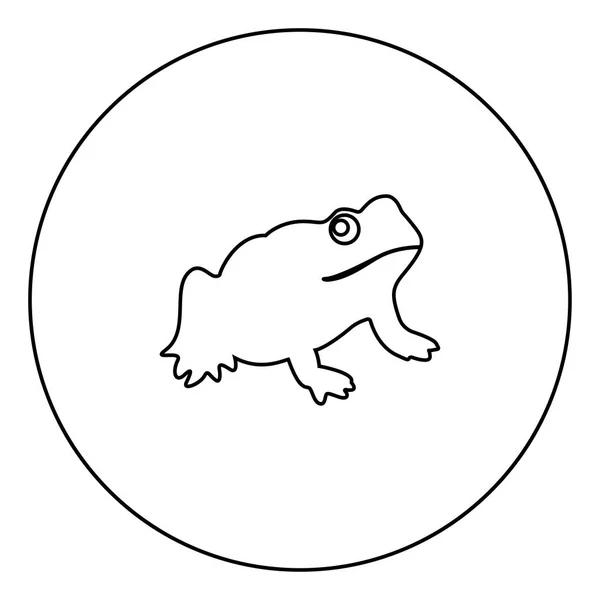 Frog Black Icon Circle Outline Vector Illustration Image — Stock Vector