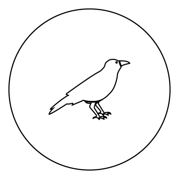 Crow Svart Ikon Cirkeln Kontur Vektor Illustration Bild — Stock vektor