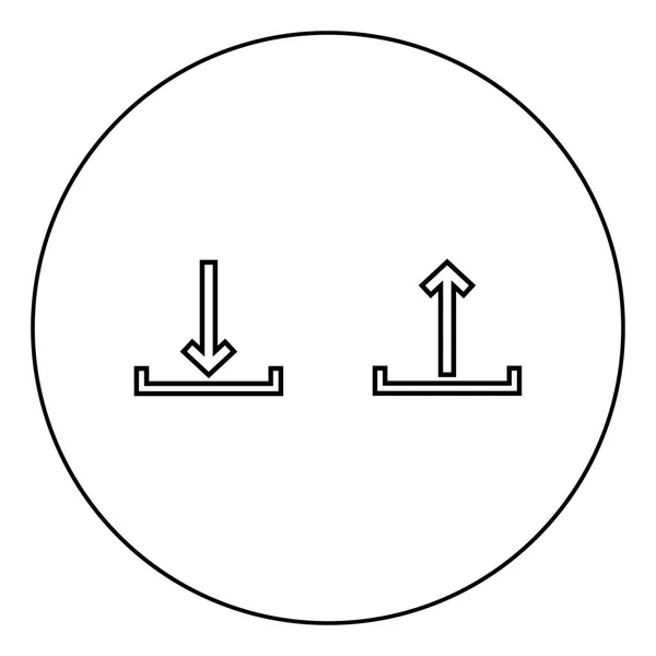 Jel Feltölt Letölt Fekete Ikon Kör Szerkezeti Vektoros Illusztráció Kép — Stock Vector