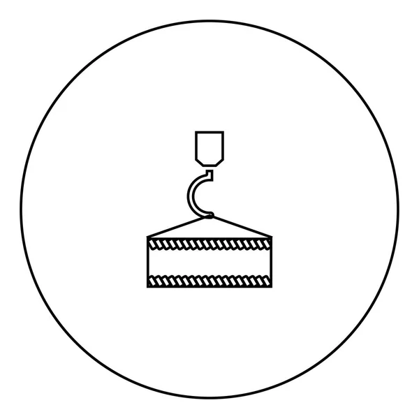 Crane Hook Black Icon Circle Outline Vector Illustration Image — Stock Vector