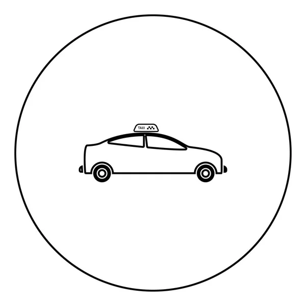 Taxi Zwart Pictogram Cirkel Overzicht Vector Illustratie — Stockvector