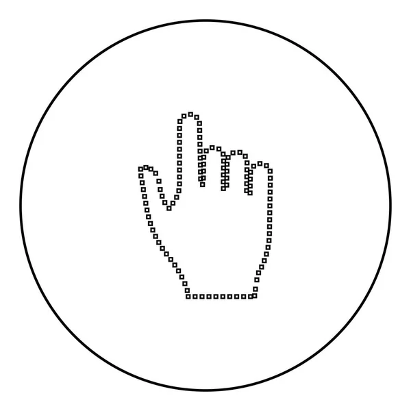 サークル概要ベクトル イラスト イメージでピクセルの黒の手アイコン — ストックベクタ