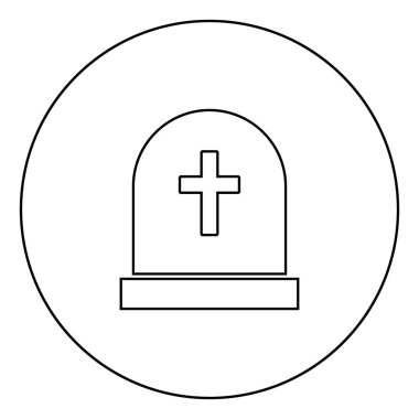 Daire Anahat vektör illüstrasyon izole simgesinde mezar taşı siyah