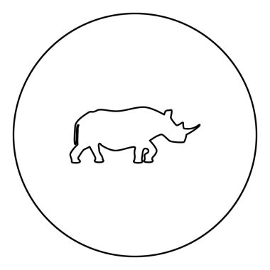 Daire Anahat vektör illüstrasyon izole simgesinde siyah gergedan