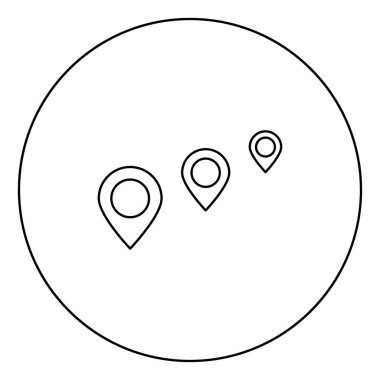 Konum yolu siyah kutsal kişilerin resmi daire Anahat vektör illüstrasyon izole içinde