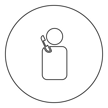 Daire Anahat vektör illüstrasyon izole simgesinde telefon siyah adamla