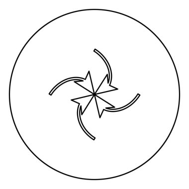 Siyah Merkez kutsal kişilerin resmi daire anahat içinde döngü içinde dört ok illüstrasyon izole vektör