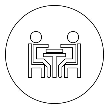 Daire Anahat vektör illüstrasyon izole tablo siyah simgesinde oynayan erkekler