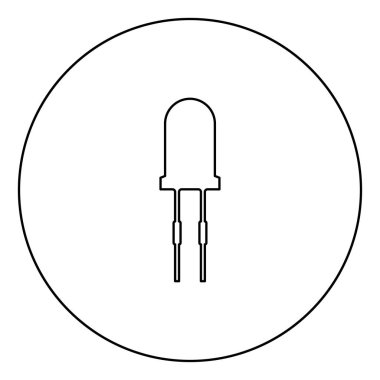 Daire Anahat vektör illüstrasyon izole simgesinde ışık diyot siyah