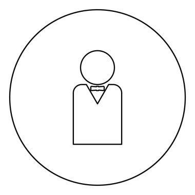 Daire Anahat vektör illüstrasyon izole simgesinde siyah papyon adamla