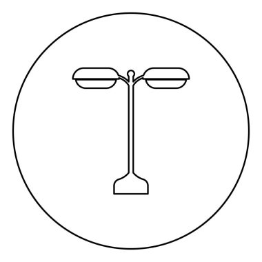 Sokak ışık veya daire Anahat vektör illüstrasyon izole simgesinde lamba siyah