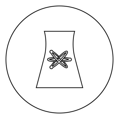 Soğutma Kulesi daire Anahat vektör illüstrasyon izole içinde nükleer enerji santrali siyah simgesinin