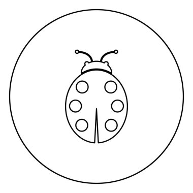 Uğur böceği siyah kutsal kişilerin resmi daire Anahat vektör illüstrasyon izole içinde