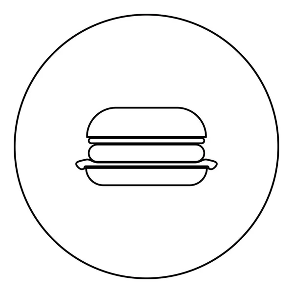 Изолированная Черная Иконка Бургера Контуре Круга — стоковый вектор