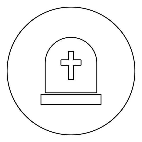 Tomb Steen Zwart Pictogram Cirkel Overzicht Vectorillustratie Geïsoleerd — Stockvector