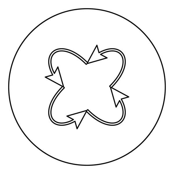 Vier Pfeile Schleife Und Von Der Mitte Schwarzes Symbol Kreis — Stockvektor