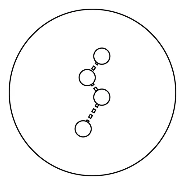 Route Zwarte Pictogram Cirkel Overzicht Vectorillustratie Geïsoleerd — Stockvector