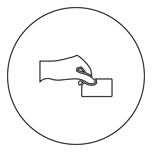 Elektronische Kaart Zwarte Pictogram Van Een Hand Geven Cirkel Overzicht — Stockvector