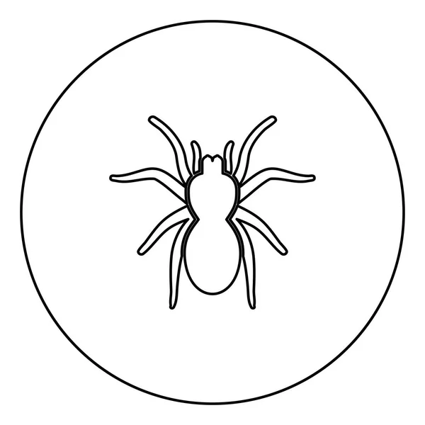 Spinnenkop Tarantula Black Pictogram Cirkel Overzicht Vectorillustratie Geïsoleerd — Stockvector