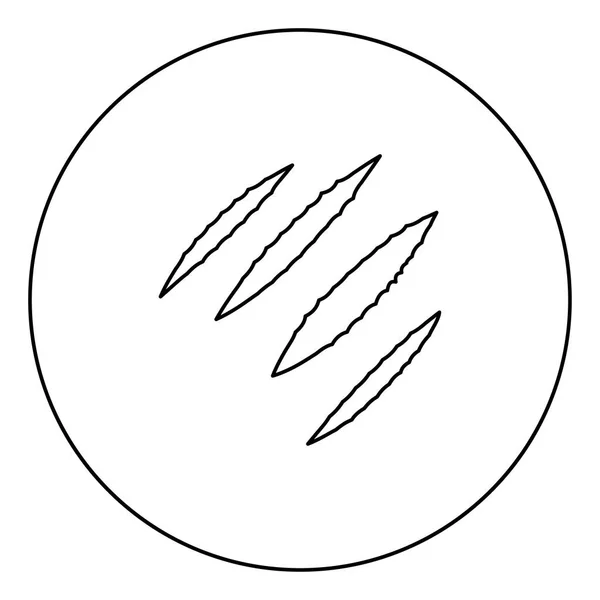 Sentier Griffes Icône Noire Cercle Illustration Vectorielle Contour Isolé — Image vectorielle