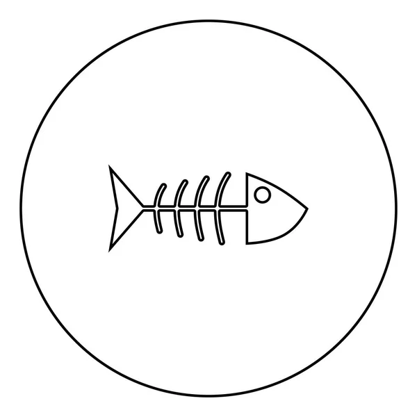 サークル概要ベクトル図で分離された魚 Sceleton 黒アイコン — ストックベクタ