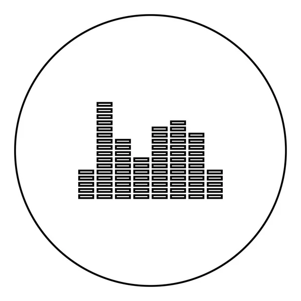 Égaliseur Musique Icône Noire Dans Cercle Illustration Vectorielle Contour Isolé — Image vectorielle