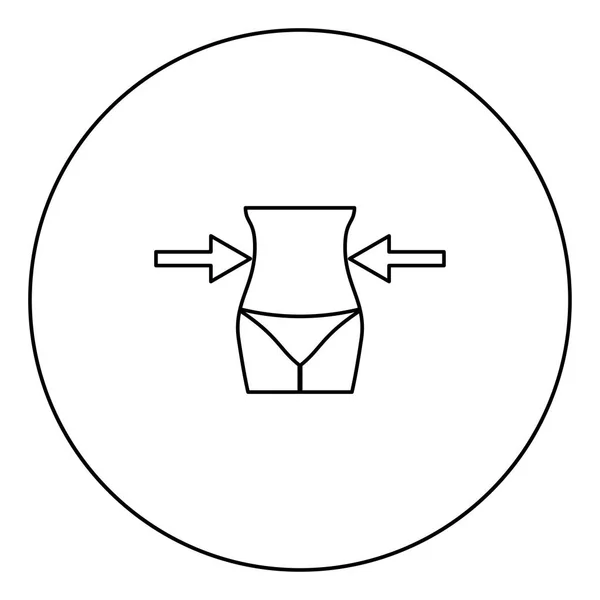 Schlankmacher Frau Konzept Schwarzes Symbol Kreis Umriss Vektor Illustration Isoliert — Stockvektor