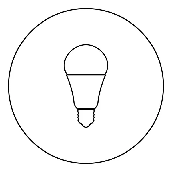 Lampadina Led Icona Nera Cerchio Contorno Vettoriale Illustrazione Isolato — Vettoriale Stock