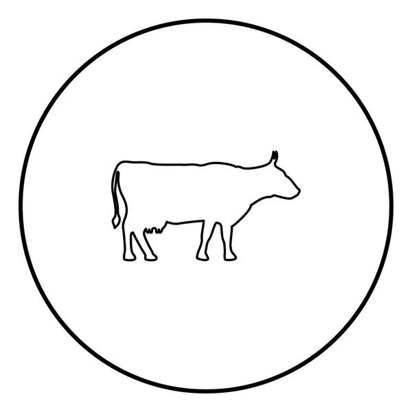 Cow Icon Set Circle Outline Vector Illustration Image — Stock Vector