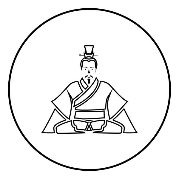 Emperor China Icon Black Circle Outline Vector Illustration Image — Stock Vector