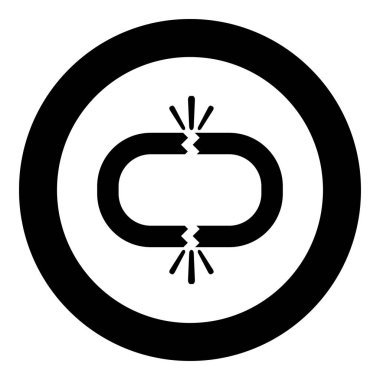 Broken link icon black color in circle round vector illustration clipart