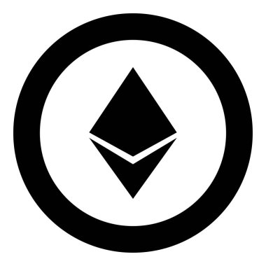 Etherium simge siyah renk vektör çizim yuvarlak daire