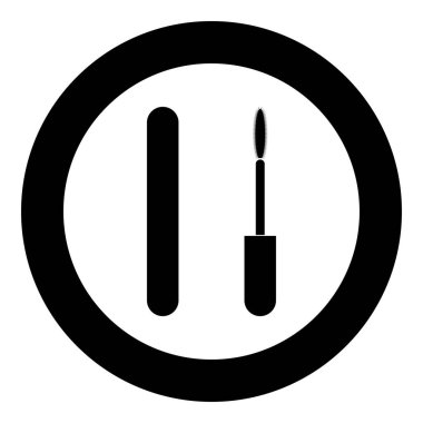 Rimel fırçası gözleri maskara simge siyah renk vektör çizim yuvarlak daire