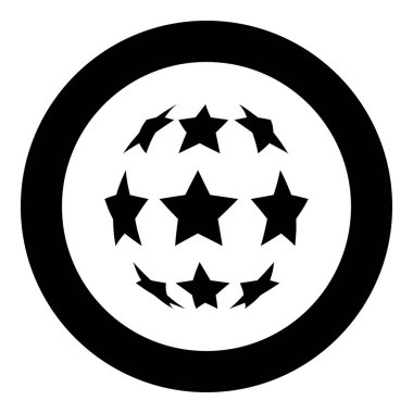 Vektör çizim yuvarlak daire içinde yıldız şeklinde futbol topu simge siyah renk
