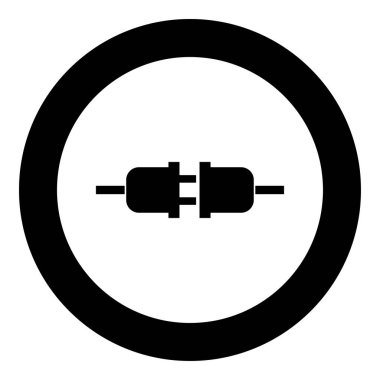 Soket ve fiş simge siyah renk vektör çizim yuvarlak daire