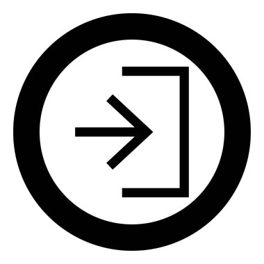 Giriş giriş daire yuvarlak vektör çizim kapıyı simge siyah rengini girin