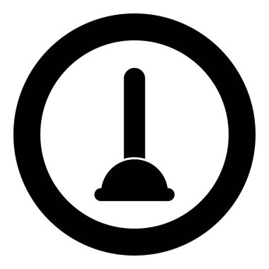 Tuvalet lavabo pompası sıhhi ev temizlik simge siyah renk daire yuvarlak vektör çizim araçları