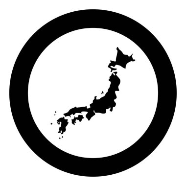 Japon simge siyah renk vektör çizim yuvarlak daire Haritası