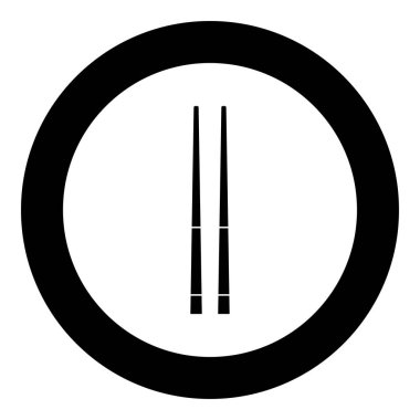 Çin yemek çubukları simge siyah renk vektör çizim yuvarlak daire