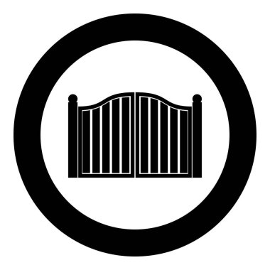 Eski kapı simge siyah renkli vektör çizim yuvarlak daire