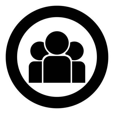 Takım insanlar simge siyah renk vektör çizim yuvarlak daire