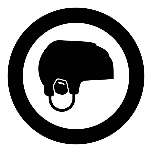 Hockey Helmet Icon Black Color Circle Vector Illustration — Stock Vector