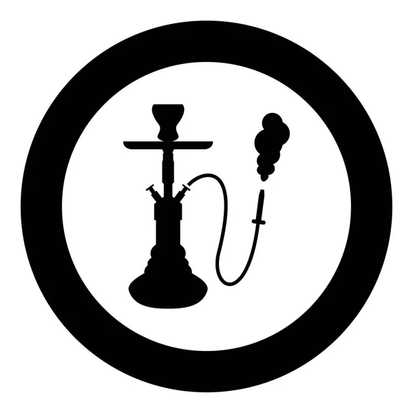 Narghilè Icona Shisha Colore Nero Cerchio Rotondo Vettoriale Illustrazione — Vettoriale Stock