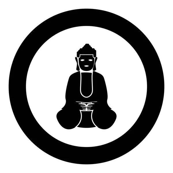 Buddha Ikonra Fekete Szín Kör Kör Vektoros Illusztráció — Stock Vector