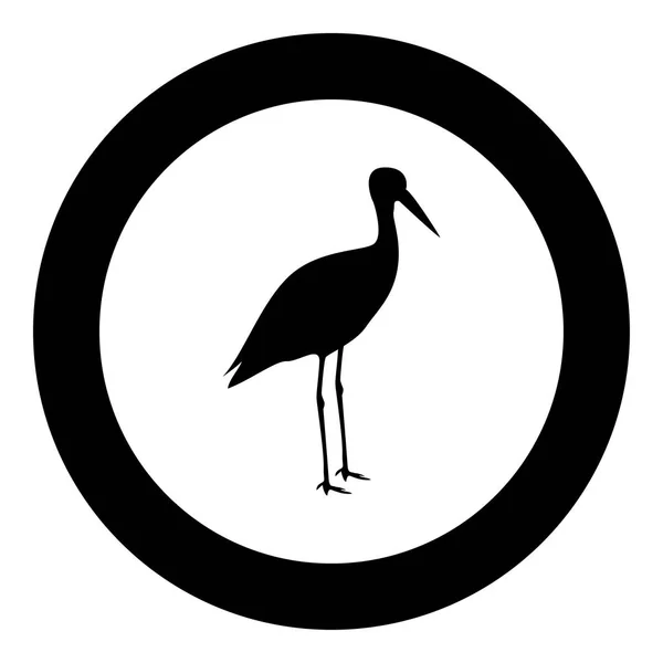Storch Ciconia Symbol Schwarze Farbe Kreis Runde Vektor Illustration — Stockvektor