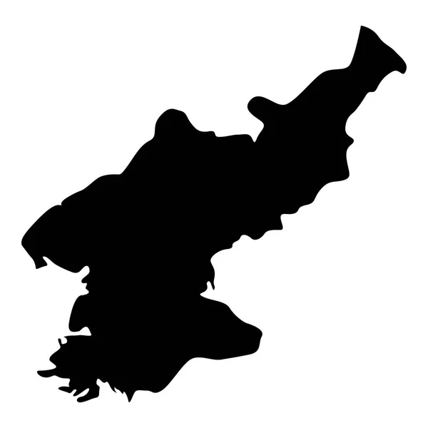 Kaart Van Noord Korea Zwarte Kleur Vector Illustratie Vlakke Stijl — Stockvector