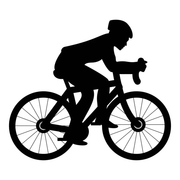 Ciclista Bicicleta Silueta Icono Negro Color Vector Ilustración Plano Estilo — Vector de stock